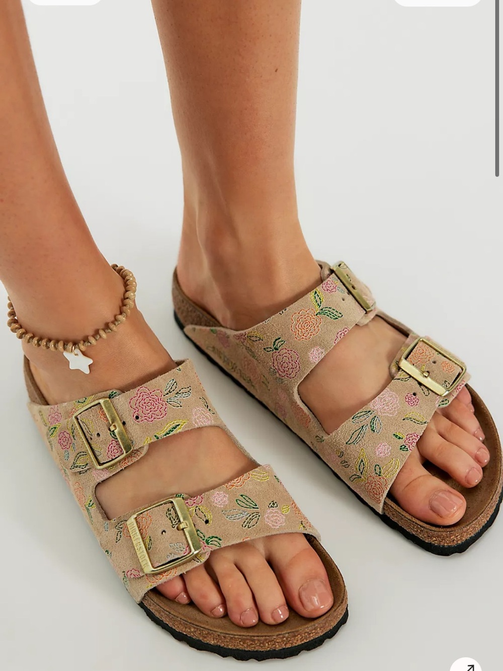 Birkenstock Arizona Rivet Logo Sandcastle Flower Print Suede Leather 39 US 8-8.5